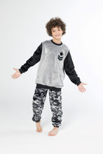 Load image into Gallery viewer, Boys&#39; Grey Camouflage Fleece Pyjamas (Size 14)
