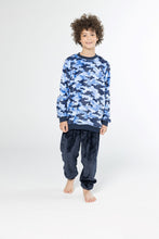 Load image into Gallery viewer, Boys&#39; Blue Camouflage Fleece Pyjamas (Sizes 10-12 yrs)
