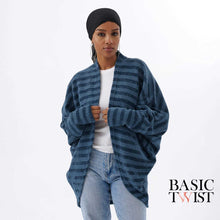 Load image into Gallery viewer, Women&#39;s Stripey Cardigan in Petrol Blue- OFFER!!!
