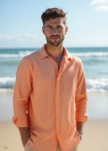 Load image into Gallery viewer, Men&#39;s Cotton Linen Shirts - Pale Orange
