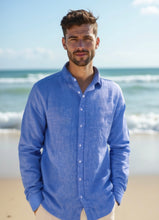 Load image into Gallery viewer, Men&#39;s Cotton Linen Shirts - Blue
