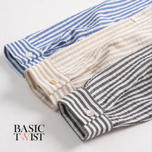Load image into Gallery viewer, Women&#39;s Striped Linen Shirt - Blue &amp; White
