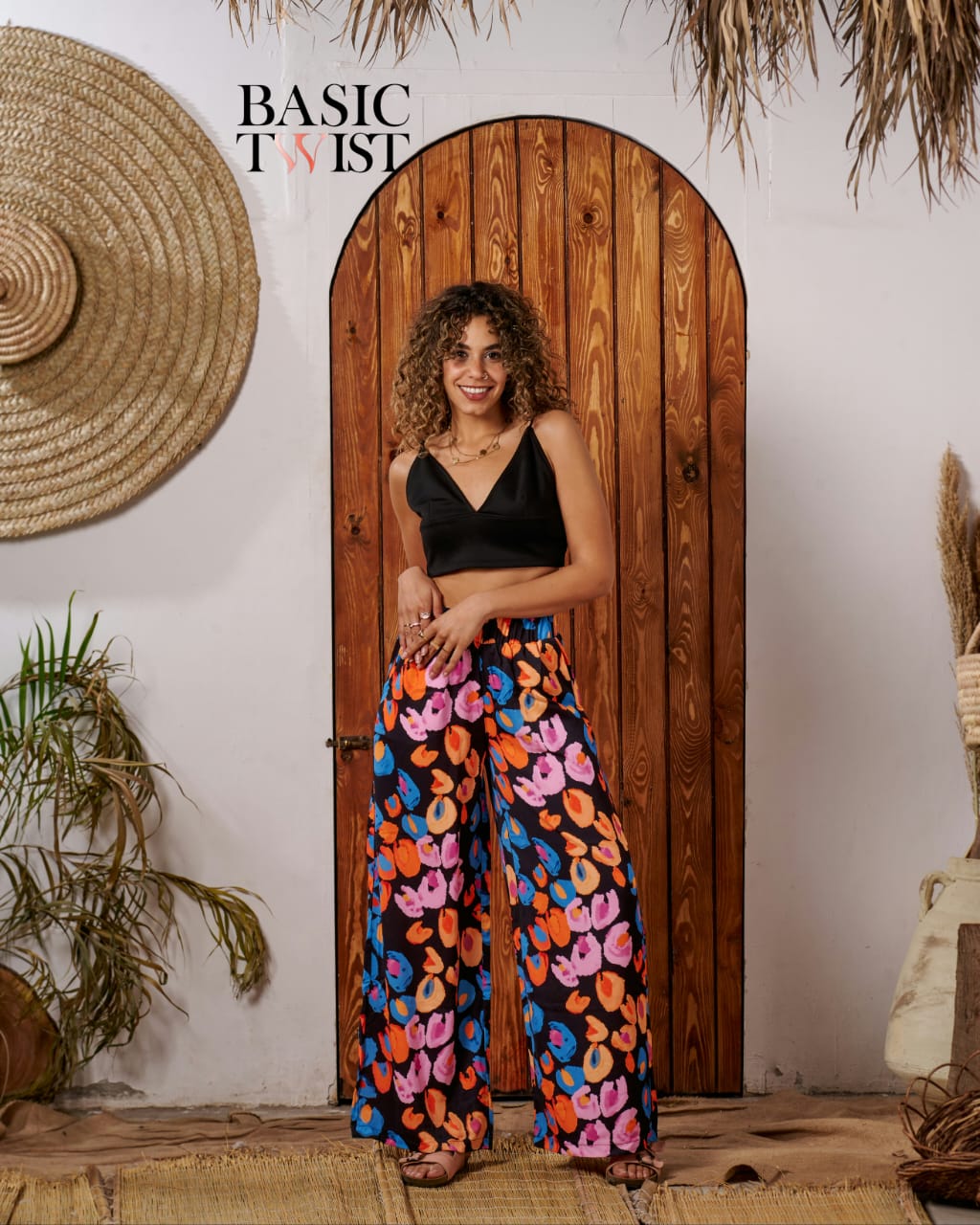 Women's Patterened Trousers - Black