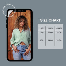 Load image into Gallery viewer, Women&#39;s Striped Linen Shirt-Green &amp; White
