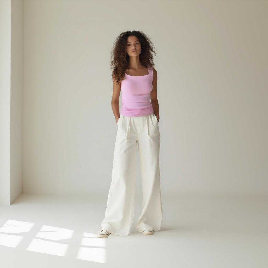 Basic Top-Squared Neck-Pink (Size:10.12.14.S.M.L)