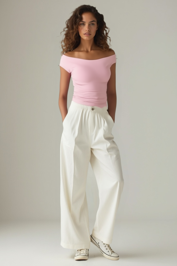 Basic Top-Off Shoulder-Pink (Size:10.12.14.S.M.L)
