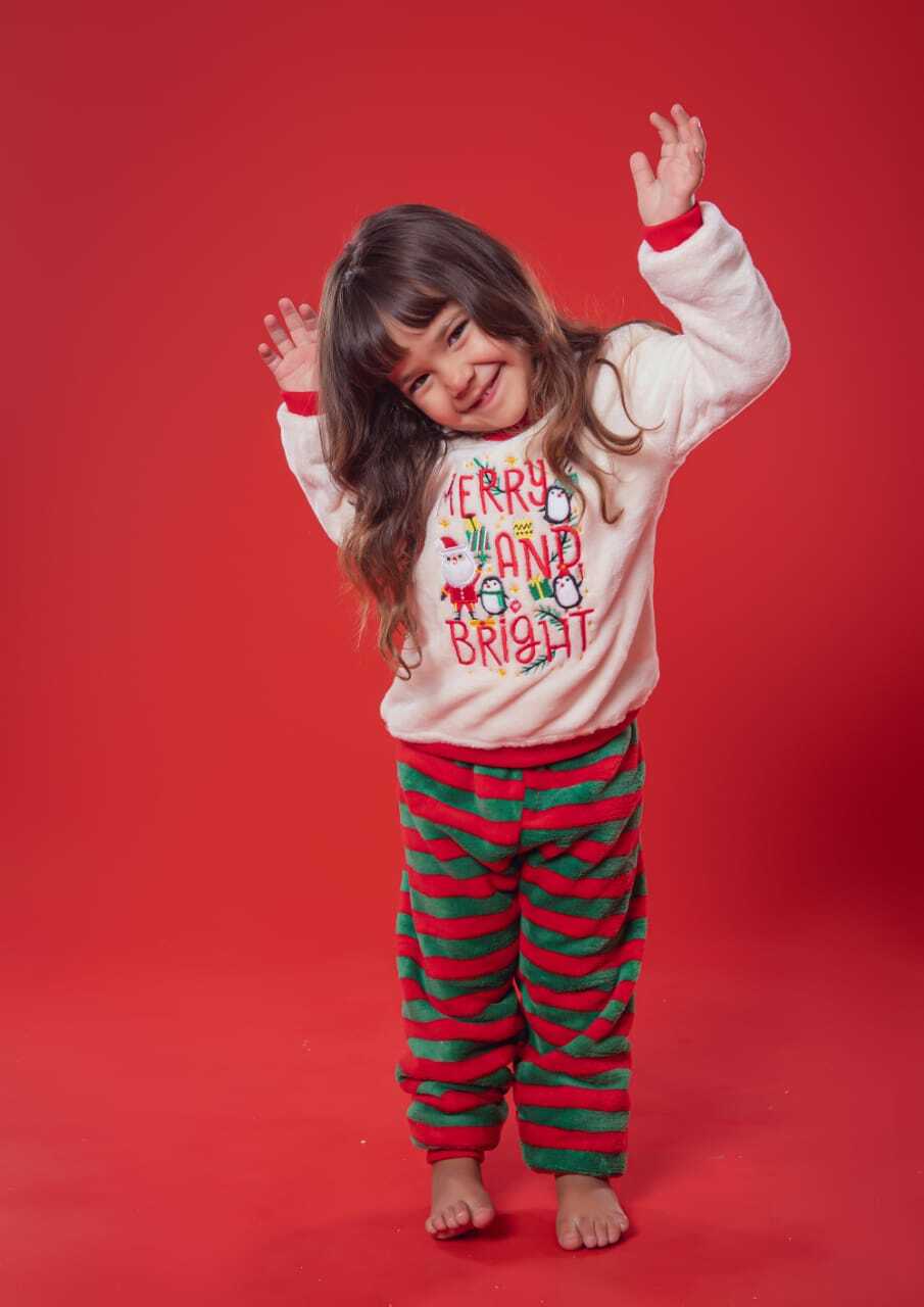 Christmas Kids' Fleece Pyjamas-Merry & Bright (Size 10) OFFER!!!!